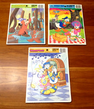 Lot 3 Vintage Disney Frame Tray Puzzles Donald Duck Mickey - GOOD