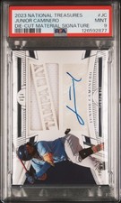 2023 NATIONAL TREASURES DIE-CUT MATERIAL SIGNATURES JUNIOR CAMINERO 10/99 PSA 9