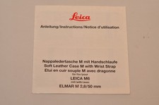 Leica Soft Leather Case M for Leica M6 with Elmar M 2,8/50mm Instructions, c1995
