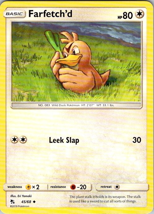 FARFETCH'D 45/68 UNCOMMON HIDDEN FATES POKEMON NEAR MINT FARFETCH'D