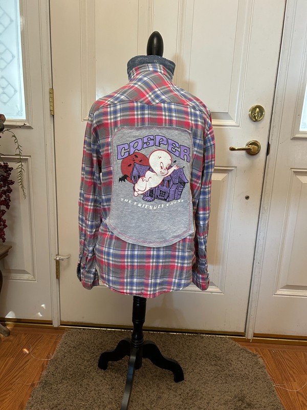 Upcylced Flannel Vintage Casper the Friendly Ghost BEA Jack's Girlfriend Med