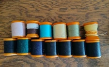 LOT 13 Vintage Wood BELDING CORTICELLI Mercerized Cotton Thread Spools BEL-WAXED