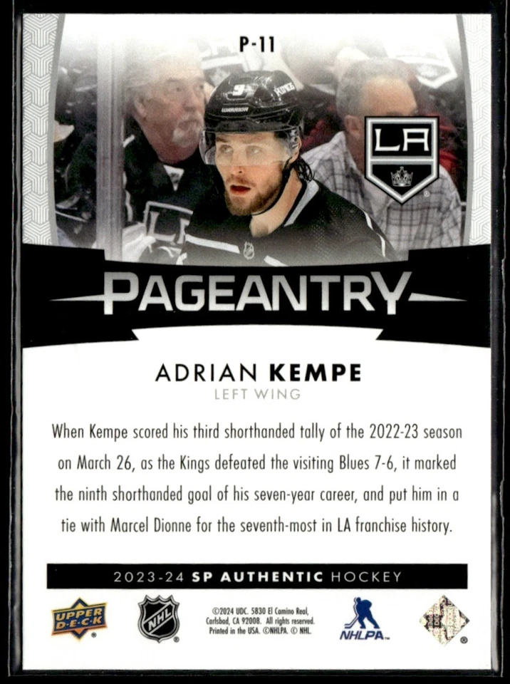 2023-24 SP Authentic Pageantry Adrian Kempe #P-11 - Image 2 of 2