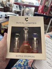 Royal Limited Crystal Bottle Stoppers Set of 3 Vintage 1995 Green, Clear & Blue