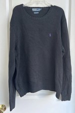 VTG Polo Ralph Lauren Pima Cotton Italian Yarn Black Pullover Sweater Men's XL