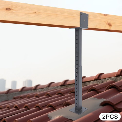 2 pièces supports de support de pergola robustes supports de support de poutre en bois réglables - Photo 15/15