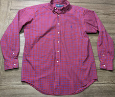 Ralph Lauren Shirt Mens Large Red Blue Plaid Button Down Long Sleeve Classic Fit