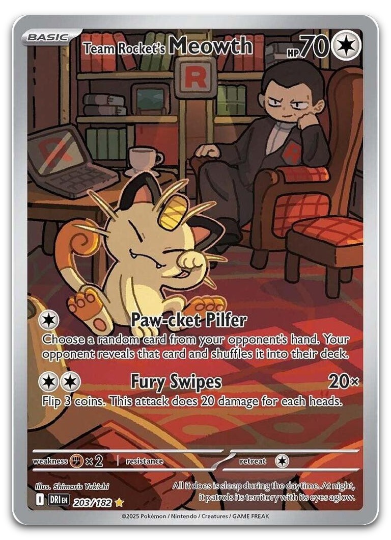 Team Rocket's Meowth - 203/182 #203/182 (Holo) NM SV10: Destined Rivals Pokemon
