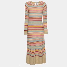 Chanel Multicolor Lurex Striped Knit Long Sleeve Dress M
