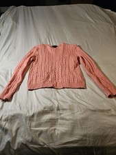 Lauren By Ralph Lauren Pink Cable Knit Sweater Size Medium