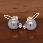 ESTATE 14K YELLOW GOLD TAHITIAN? PEARL NATURAL DIAMOND SCREW BACK EARRINGS #8117 — photo 1