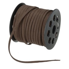 Faux Suede Leather Cord 5mm x 50 Yard Flat Suede String Cord Dark Brown