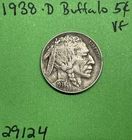 1938-D Buffalo 🦬 Indian Head Nickel 5c Vf Very Fine