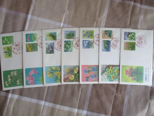 Japan Stamp First Day Cover Alpine Plant Series 7 Covers (高山植物シリーズ) 1984～1986