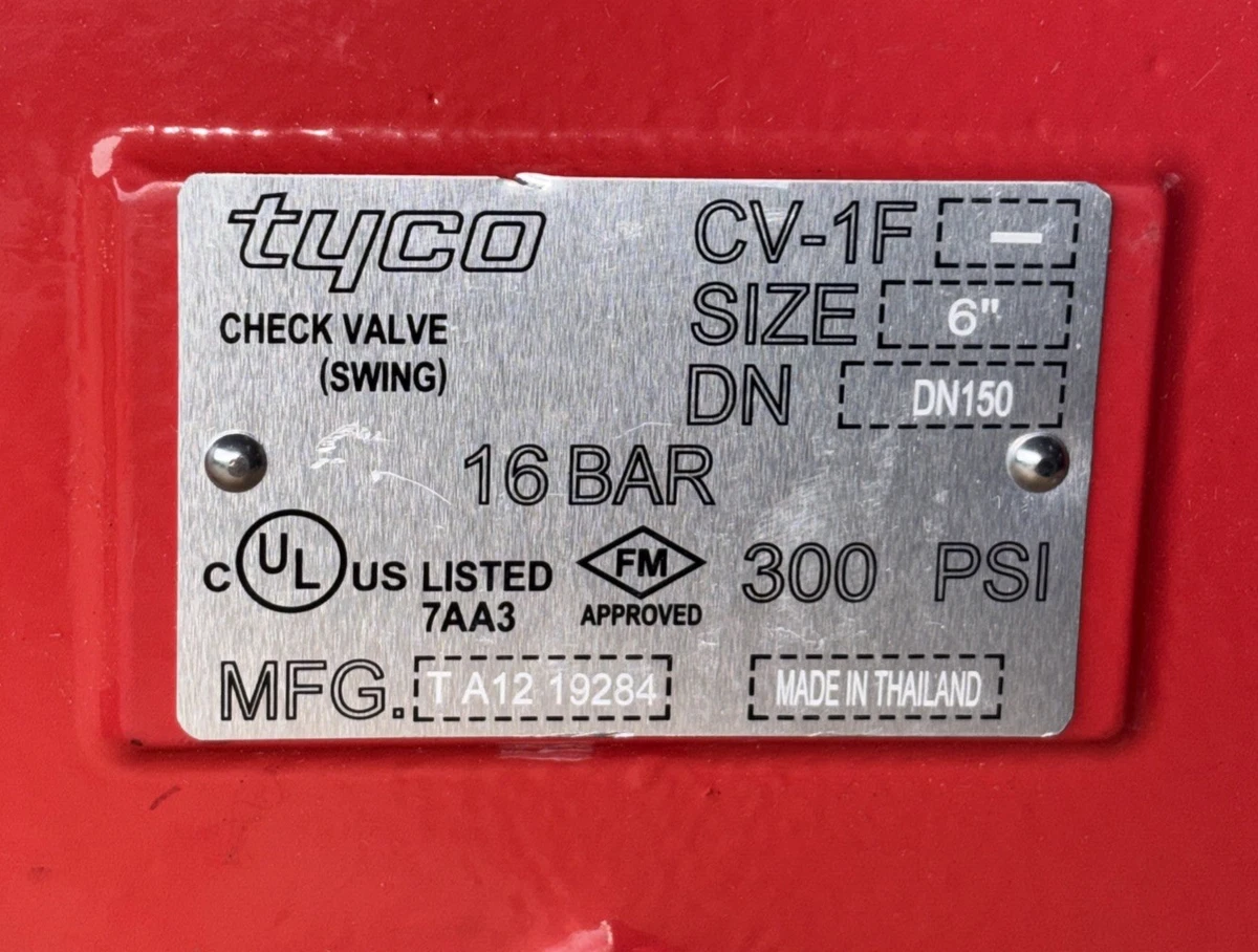TYCO CV-1F 6” DN150 Grooved Swing Check Valve 300 PSI 16 BAR UL FM photo 4