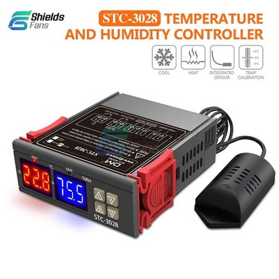 STC-3028 12/24/110-220V Dual Temperature Humidity Controller Digital Thermostat