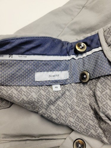 $395 Nuevos Pantalones PT TORINO Mezcla Algodón Para Hombre 32 Calce Ajustado Frente Plano UE 48 Gris - Imagen 8 de 9