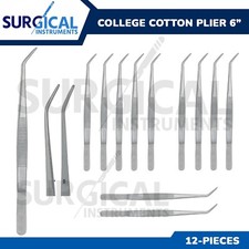 12 College Cotton Dressing Plier Dental Endodontic Instruments 6" Without Lock