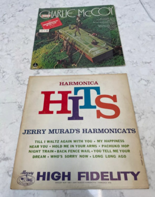 Lot of 2 Harmonica LP Vinyl Records -Jerry Murad's Harmonicats - Charlie McCoy