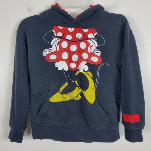 Disney Parks Girls Minnie Mouse Hoodie Graphic Pullover Sweatshirt Ears Bow Sz S