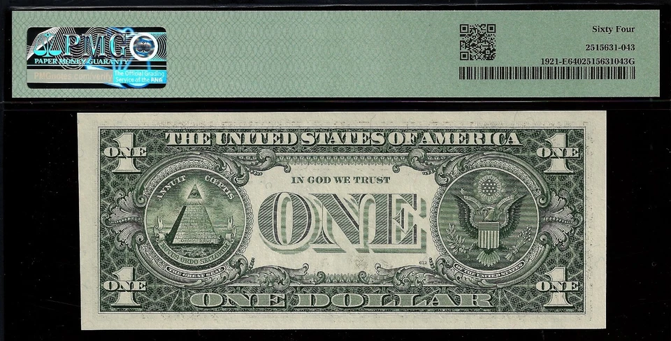 1995 $1 Federal Reserve Note PMG 64 fancy super radar serial number 32222223 - Image 3 of 3