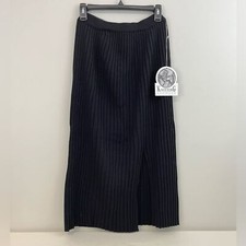 Vintage Ribbed Knit Long Black Skirt New With Tags Old Stock Medium