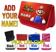 PERSONALISED (Custom) NINTENDO MARIO CARTOON Pencil Case Bag - School Kids Gift