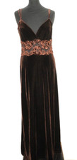SAGAIE PARIS VELVET GOWN/DRESS, Size 8UK BROWN