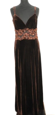 ROBE/ROBE VELOURS SAGAIE PARIS, taille 8UK MARRON - Photo 1/4