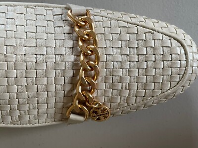 TORY BURCH MINI BENTON WOVEN LEATHER LOAFER SLIDES IN NEW  display picture 3