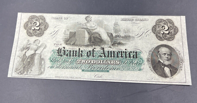 1860 $2 THE BANK OF AMERICA Providence RI OBSOLETE Two Dollar Bill ...