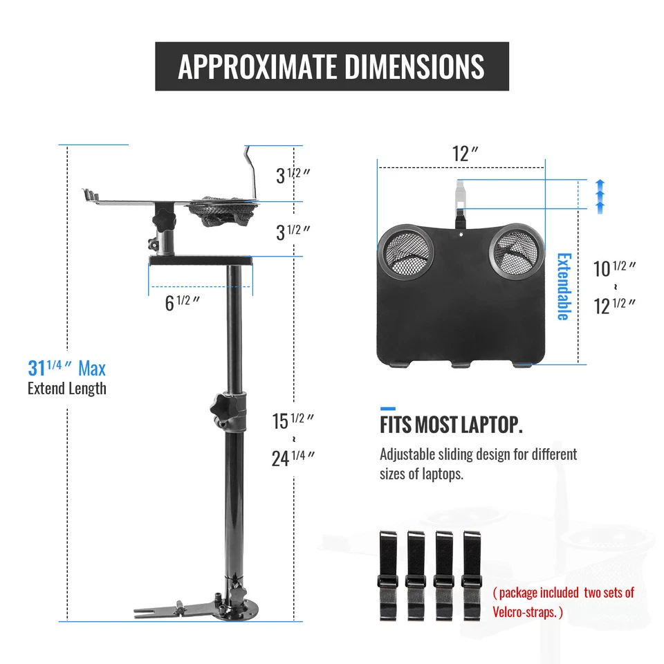 K005-B1 Car Laptop Mount Truck Vehicle Notebook Stand Holder with Non-Drilling - Image 2 of 4