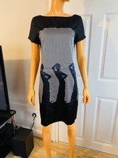 Zara Black Striped Silky Feel Printed Shift Dress Size Medium