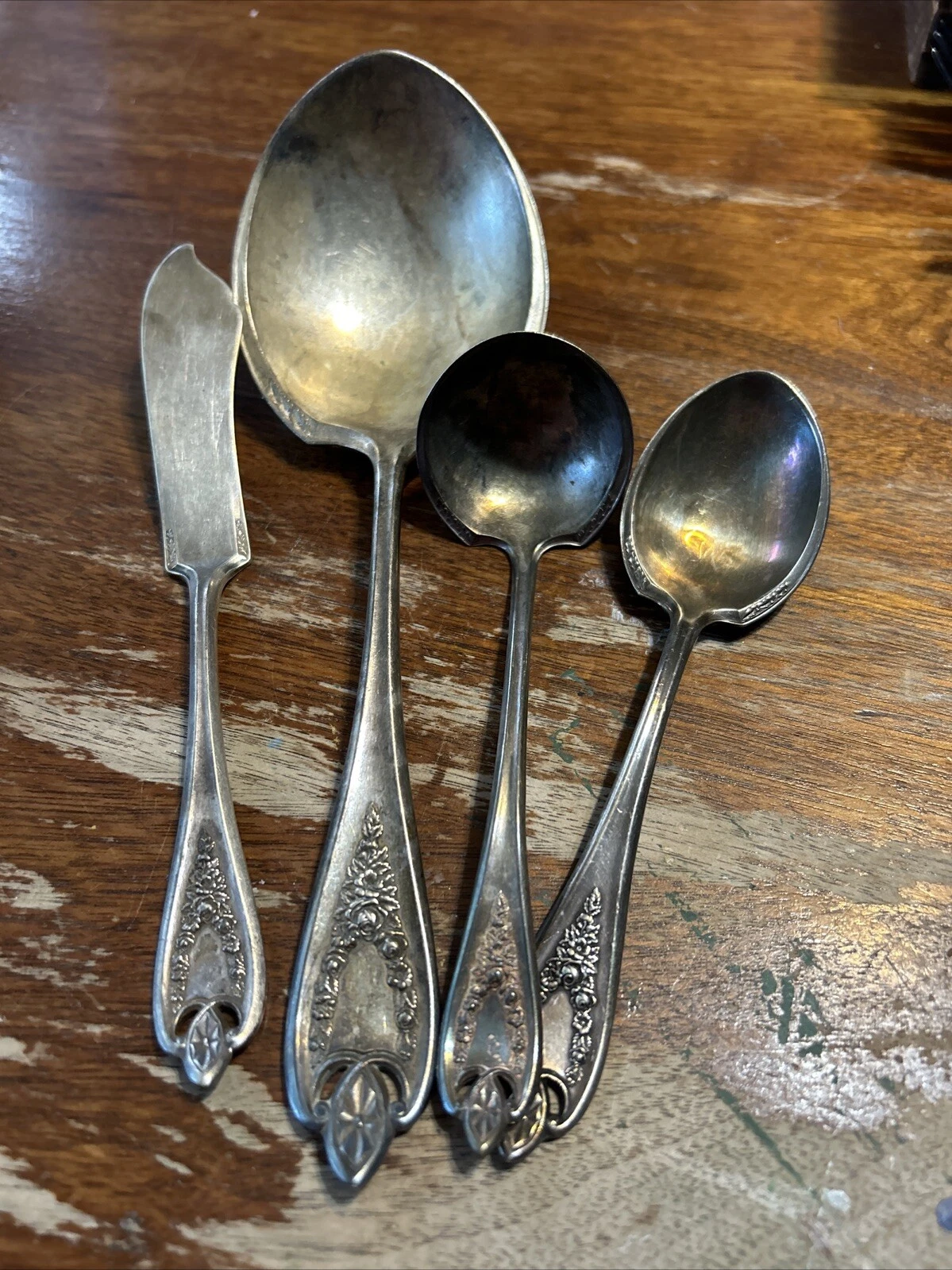 Rogers Bros. Antique 1847 OLD COLONY Silver Plate Serving Set 4 No Mongrm