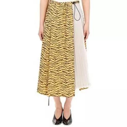 TOGA PULLA Jacquard Pleated Skirt Tiger Pattern Yellow Women Size 34/S Preowned