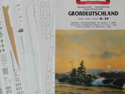 New DIY 1/400 German H-39 Hindenburg Class Battleship 3D Paper Model Puzzle Kit - Picture 7 of 10
