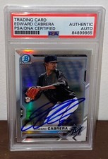 Edward Cabrera Signed Auto 2021 Bowman Chrome Rookie Refractor #/499 Marlins PSA