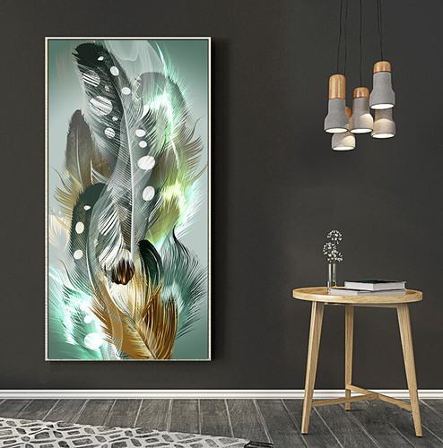 Abstract Feather Wall Art Canvas Painting Feather Wall Poster Print Wall Picture - Picture 3 of 8