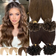 U-Tip Keratin 100 Remy Human Hair Extensions Fusion Nail Pre Bonded Thick Glued