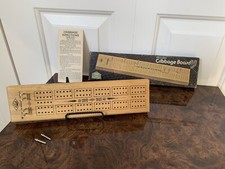 Milton Bradley Lowe Wooden Cribbage Board With Metal Pegs 1974 Made in USA VTG