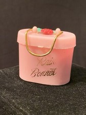 Vintage Pink Rain Bonnet In Mini Plastic Case W/ Flower 1950s NOS