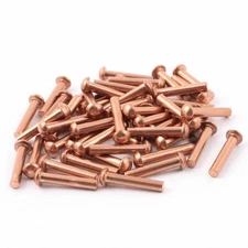 50 Pcs 1/8" x 5/8" Round Head Copper Solid Rivets Fasteners
