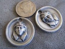 Pr Vintage Egyptian Revival Silver Tone Tone Pharoah Beads