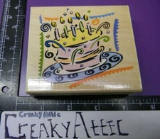 BIRTHDAY CAKE COLLAGE CONFETTI CANDLES RUBBER STAMP STAMPEDE A2516H CREAKYATTIC