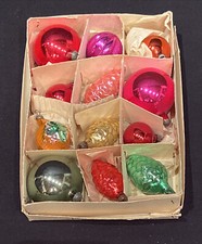 Antiche 12 Palle  Di Natale  Vetro Soffiato addobbi natalizi Scatola Originale