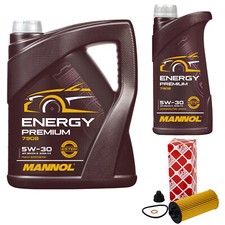 Motoröl Set MANNOL Energy Premium 5W-30 6 Liter + Ölfilter für BMW X1 2er Mini 