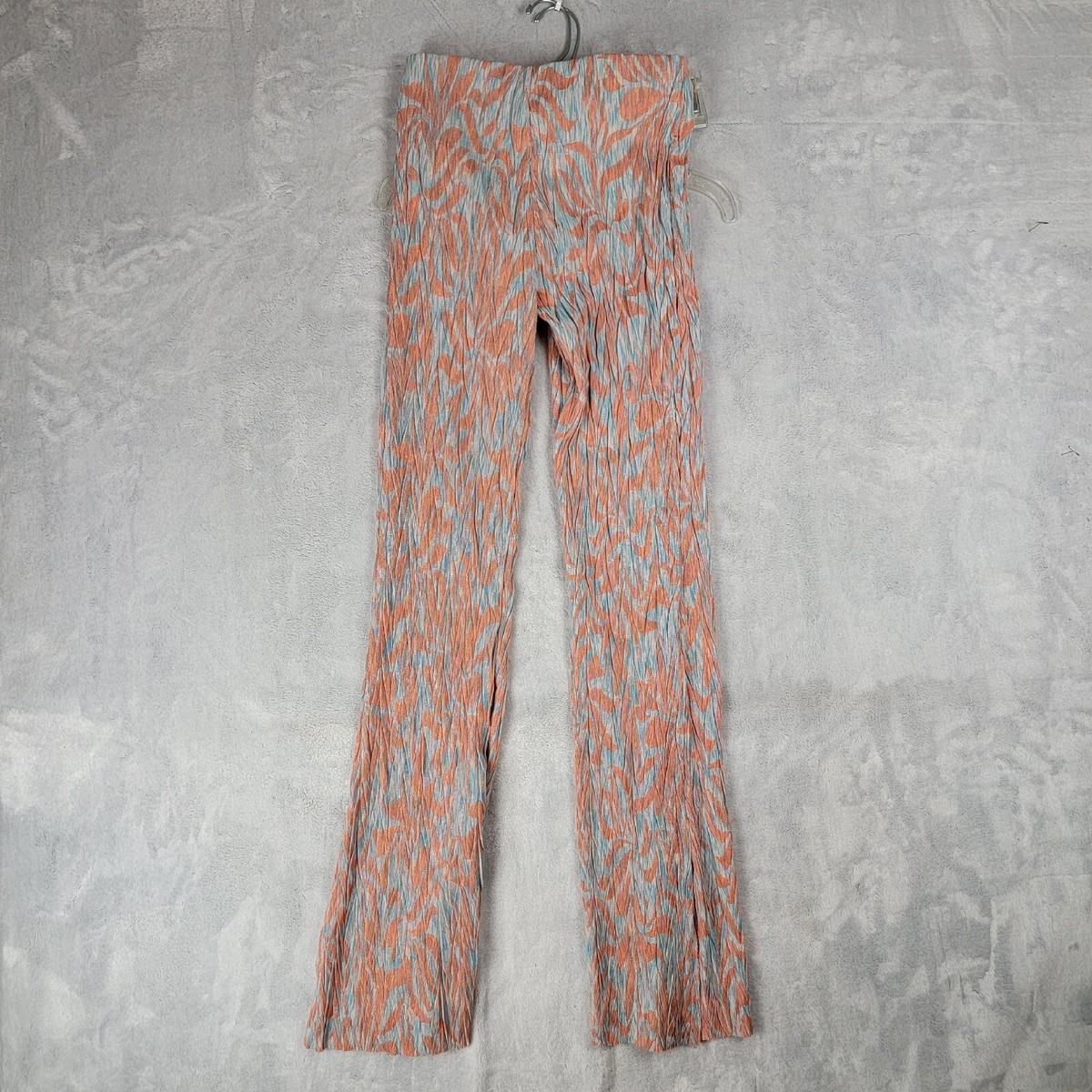 Zara Jacquard Pants Womens Small Blue Orange Printed Split Leg  display picture 1