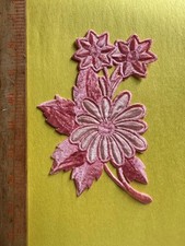 1PC Pink flower IRON ON Applique Patch EMBROIDERED