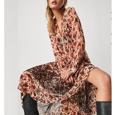 floral sheer beach dress Carita Sheer Chiffon Maxi Dress Brown / Orange Floral