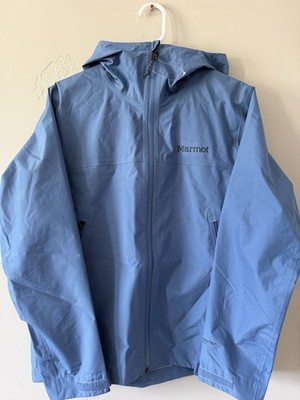 Marmot Mens M Blue Hooded Full Zip Windbreaker Jacket Logo Outdoor Hiking
